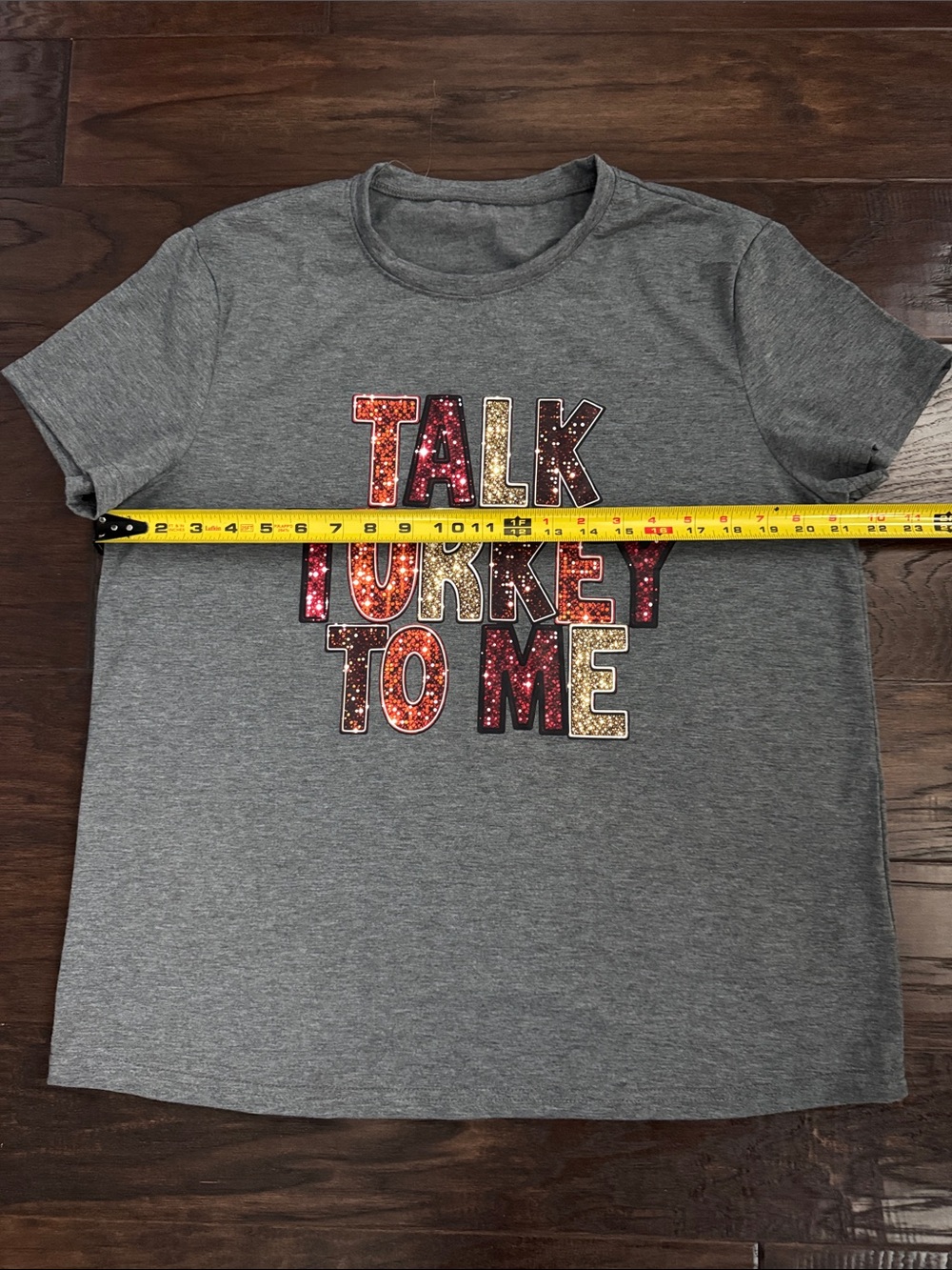 NWOT THANKSGIVING Graphic Tee  Gray Women's XL with 'Talk Turkey To Me' - Picture 4 of 8